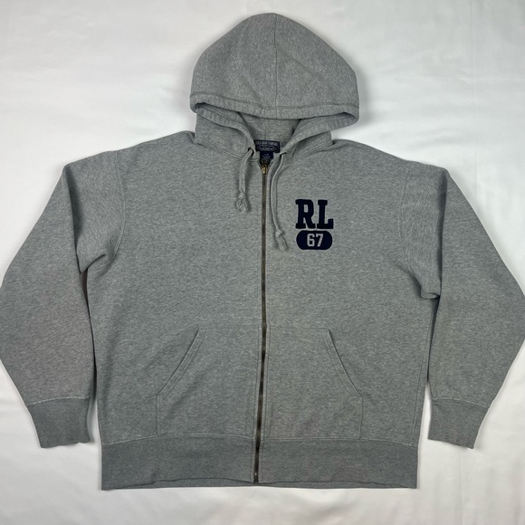 Vtg Polo Jeans Ralph Lauren Mens Hoodie Sweatshirt Sz Large Y2K Full Zip RL B9 - Picture 1 of 8